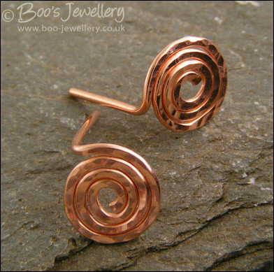 Copper spiral stud earrings - 2 versions to choose from