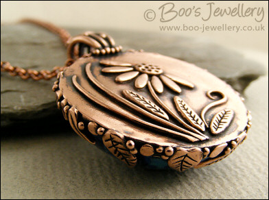 Faux Lapis cabochon leaf set double-sided pendant