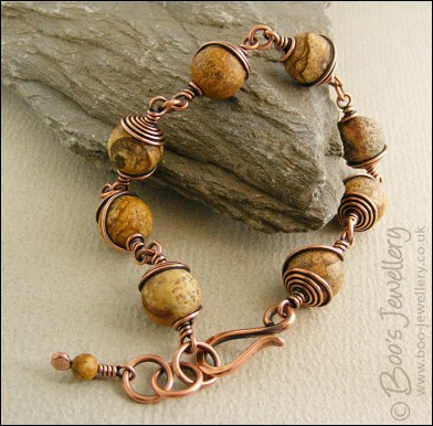 Earthy Picture Jasper and antiqued copper bracelet - made to order