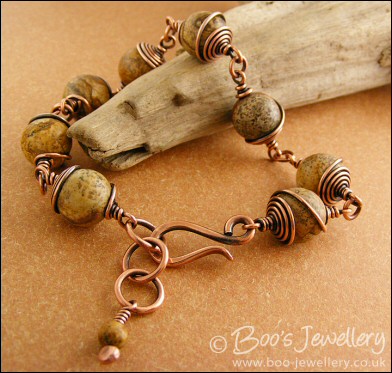 Earthy Picture Jasper and antiqued copper bracelet - made to order