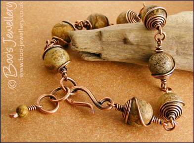Earthy Picture Jasper and antiqued copper bracelet - made to order