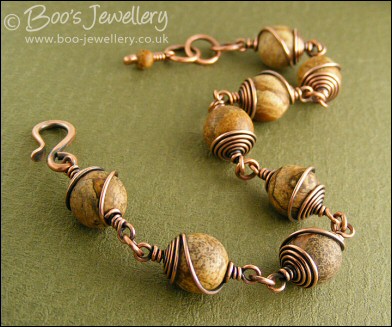 Earthy Picture Jasper and antiqued copper bracelet - made to order