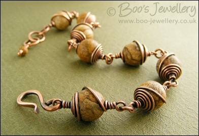 Earthy Picture Jasper and antiqued copper bracelet - made to order