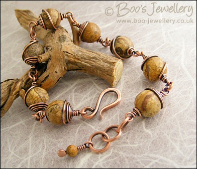 Earthy Picture Jasper and antiqued copper bracelet - made to order