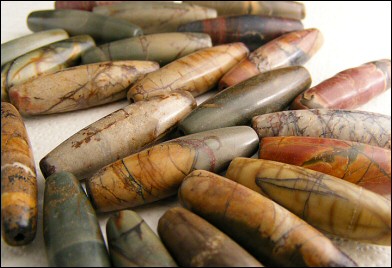 Impression Jasper wire wrapped pendant on chain