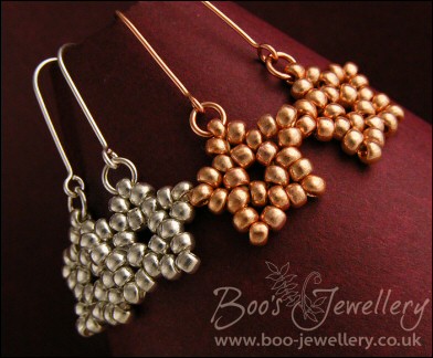 Seed bead star earrings - choose either copper or silver