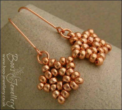 Seed bead star earrings - choose either copper or silver