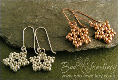 Seed bead star earrings - choose either copper or silver