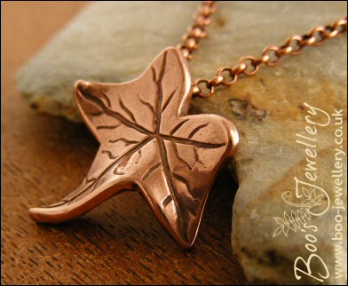 Antiqued copper ivy leaf pendant on chain
