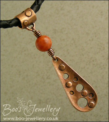 Geometric dotty teardrop pendant with Mexican Fire Agate