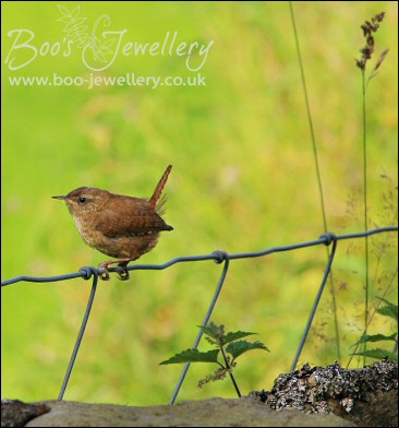 Circle shaped pendant featuring a hand sculpted wren