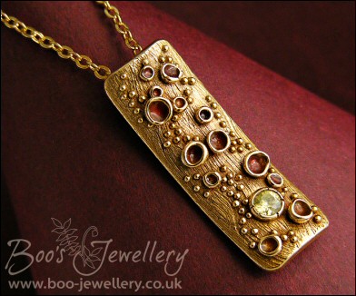 Bronze bark pendant featuring tiny resin filled cup fungi