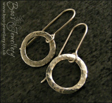 Sterling silver textured hammered small ring earrings