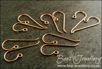 Hand crafted 'large classic' solid copper earwires, 5 pairs