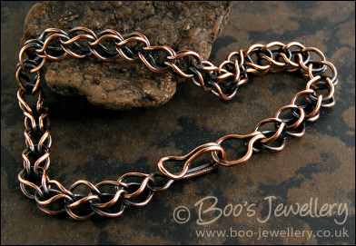 RESERVED:  Antiqued copper loop in loop bracelet with hook clasp