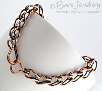Antiqued copper loop in loop bracelet with hook clasp