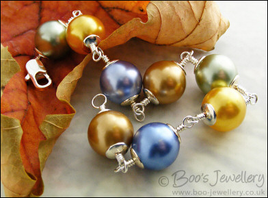 Large glass pearl and silver plated bracelet