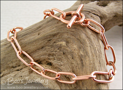 Solid copper toggle bracelet with elongated links
