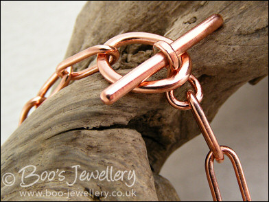 Solid copper toggle bracelet with elongated links