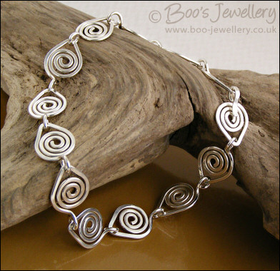 Leaf spiral links bracelet in Sterling silver - made to order