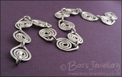 Leaf spiral links bracelet in Sterling silver - made to order