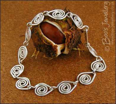 Leaf spiral links bracelet in Sterling silver - made to order