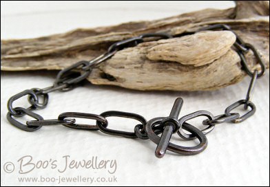 Solid copper toggle bracelet with elongated links