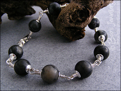 Spider web jasper silver plated bracelet