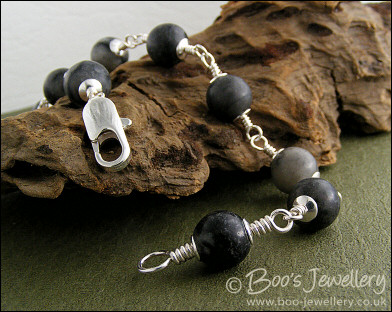 Spider web jasper silver plated bracelet