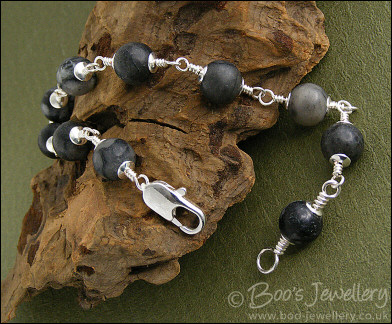 Spider web jasper silver plated bracelet