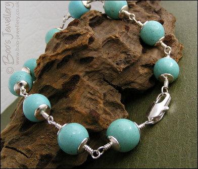 Turquoise Magnesite and silver plated bracelet - made to order