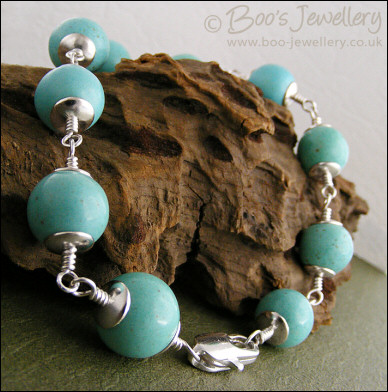 Turquoise Magnesite and silver plated bracelet - made to order