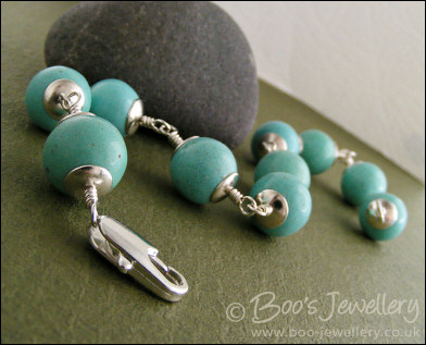 Turquoise Magnesite and silver plated bracelet - made to order