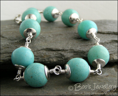 Turquoise Magnesite and silver plated bracelet - made to order