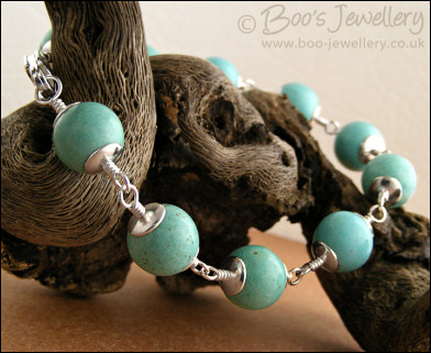 Turquoise Magnesite and silver plated bracelet - made to order