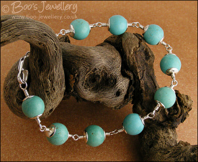Turquoise Magnesite and silver plated bracelet - made to order