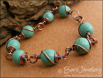 Antiqued copper and Turquoise Magnesite bracelet