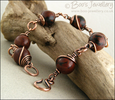 Mahogany Obsidian and antiqued copper bracelet