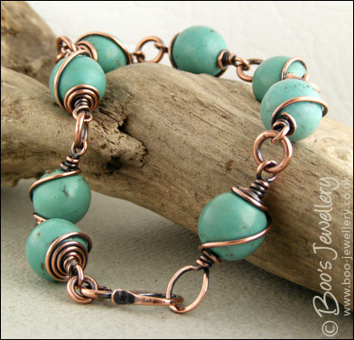 Antiqued copper and Turquoise Magnesite bracelet