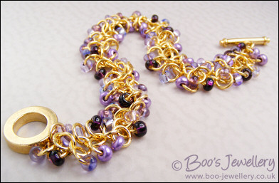 Mauve Shaggy Loops bracelet & earrings
