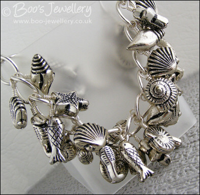 Seaside themed charm bracelet with toggle clasp - made to order