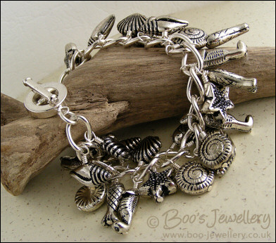 Seaside themed charm bracelet with toggle clasp - made to order