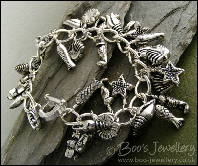 Seaside themed charm bracelet with toggle clasp - made to order