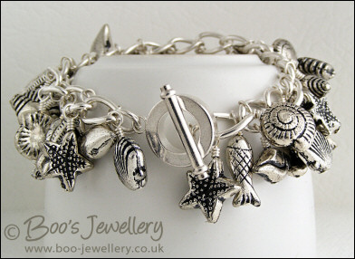 Seaside themed charm bracelet with toggle clasp - made to order