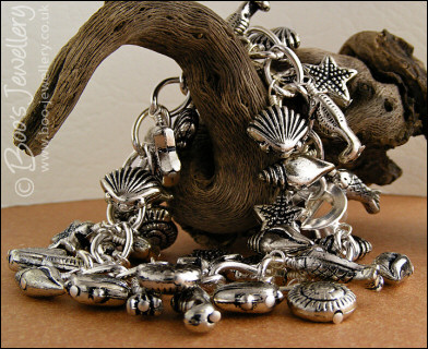 Seaside themed charm bracelet with toggle clasp - made to order