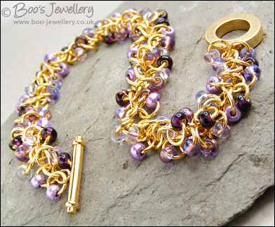 Mauve Shaggy Loops bracelet & earrings