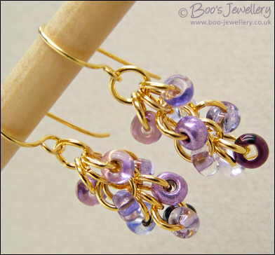 Mauve Shaggy Loops bracelet & earrings