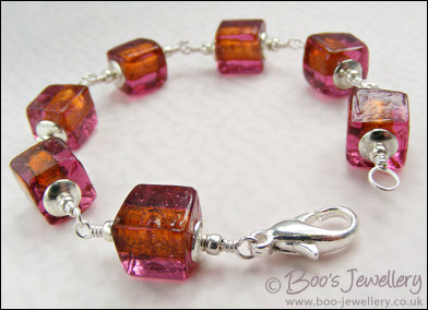 Chunky glass cube bracelet - available in 5 colours - made to order