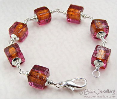 Chunky glass cube bracelet - available in 5 colours - made to order