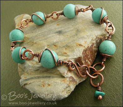 Antiqued copper and Turquoise Magnesite bracelet